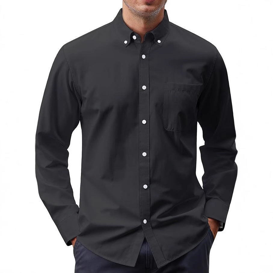 Herren nan Slim-Fit Oxford-Hemd mit Button-Down-Kragen, Brusttasche und elastischer Baumwollmischung Drune