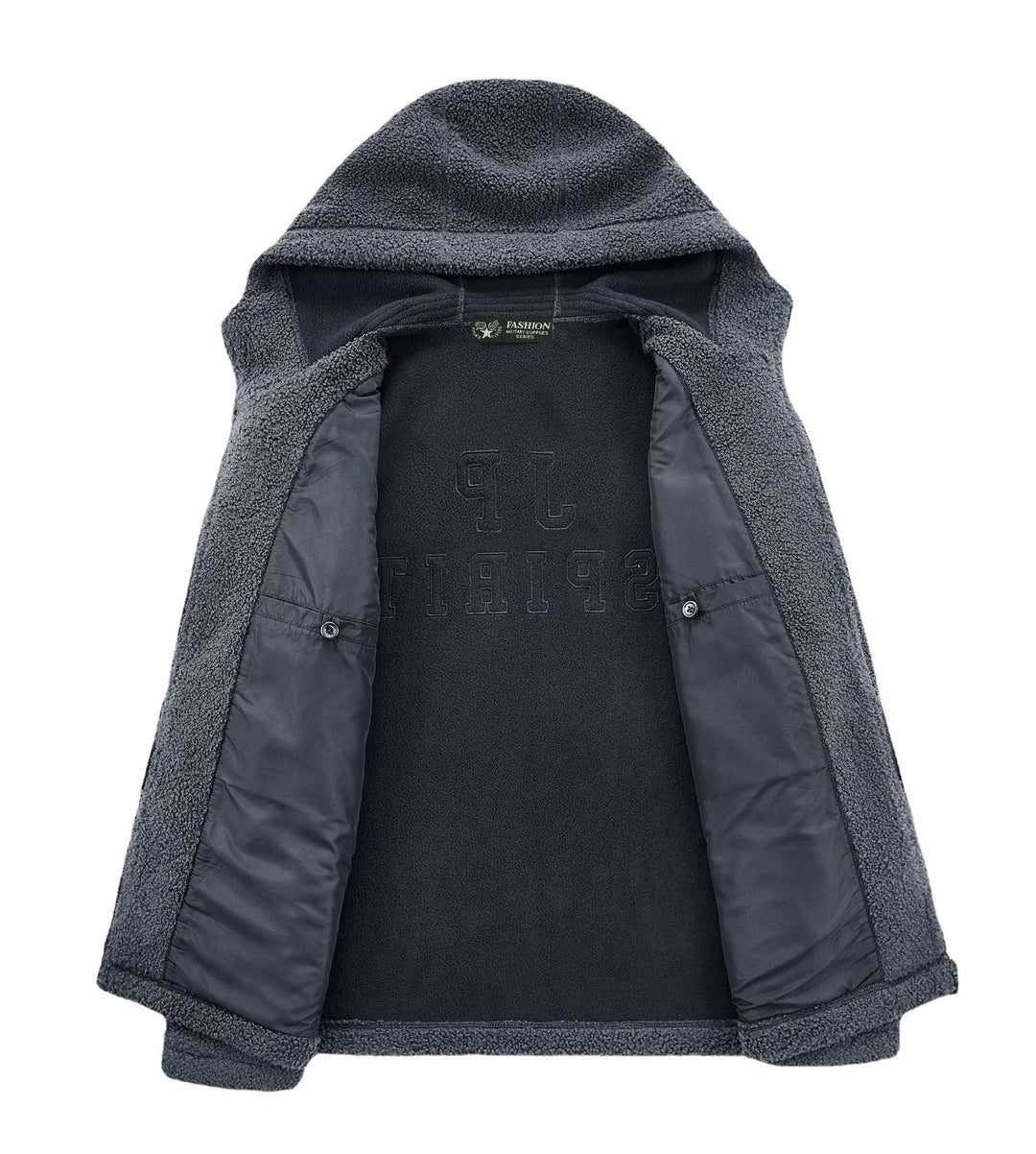 Herren Sherpa‑Fleece Kapuzenjacke mit Reißverschluss und Brusttasche Drune