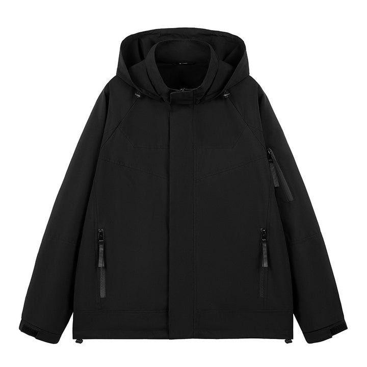 Herren Wasserabweisende technische Urban-Hoodiejacke mit ergonomischer Kapuze, verdecktem Reißverschluss und nahtverdeckten Utility‑Taschen Drune
