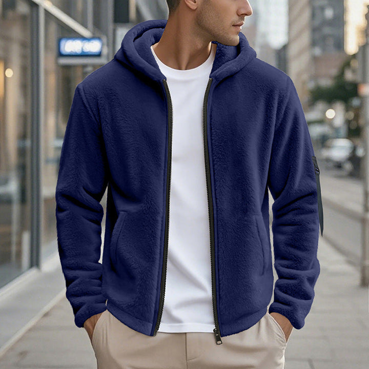 Herren Fleecejacke mit Kapuze und praktischen Reißverschlusstaschen Drune