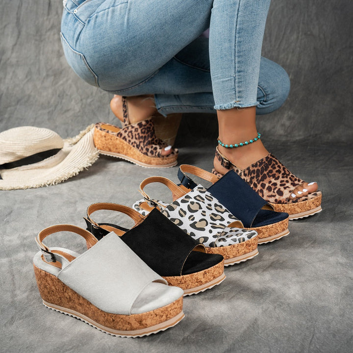 Damen Keilabsatz-Sandalen mit verstellbarem Riemen und komfortablem Fußbett Drune