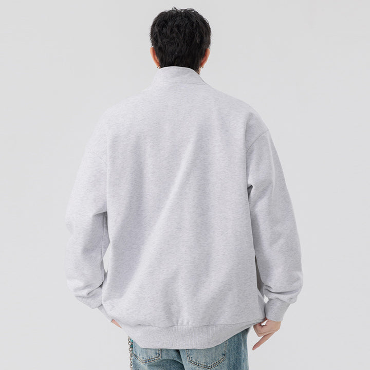 Herren Oversize Sweatjacke mit Stehkragen, durchgehendem Reißverschluss und geripptem Saum Drune