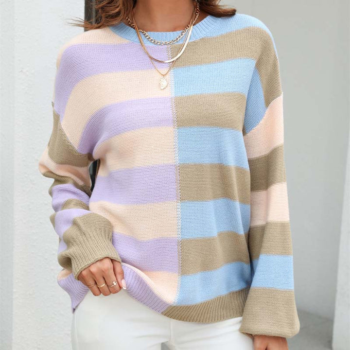 Drune | Farbiger Gestreifter Strickpullover Mit Stil