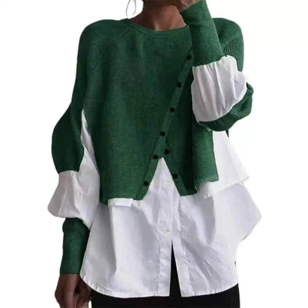 Damen Strickpullover mit integrierter Bluse und asymmetrischem Schnitt Drune