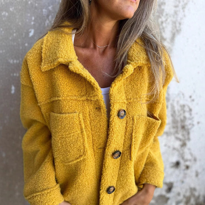 Damen nan kuschelige Teddyjacke im Shacket Stil Drune