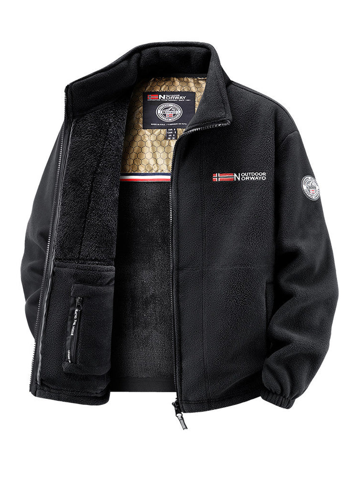 Damen Thermo-Fleecejacke mit wärmendem Teddyfutter, Stehkragen und Reißverschlusstaschen Drune