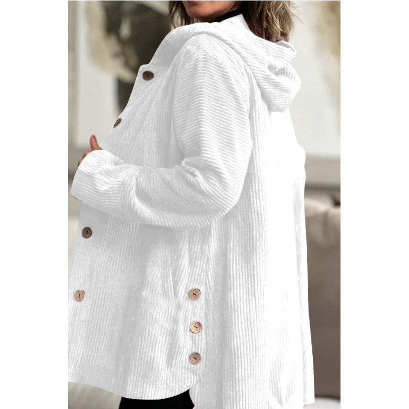 Damen kuschelige Kapuzenjacke aus feinem Cordstoff Drune