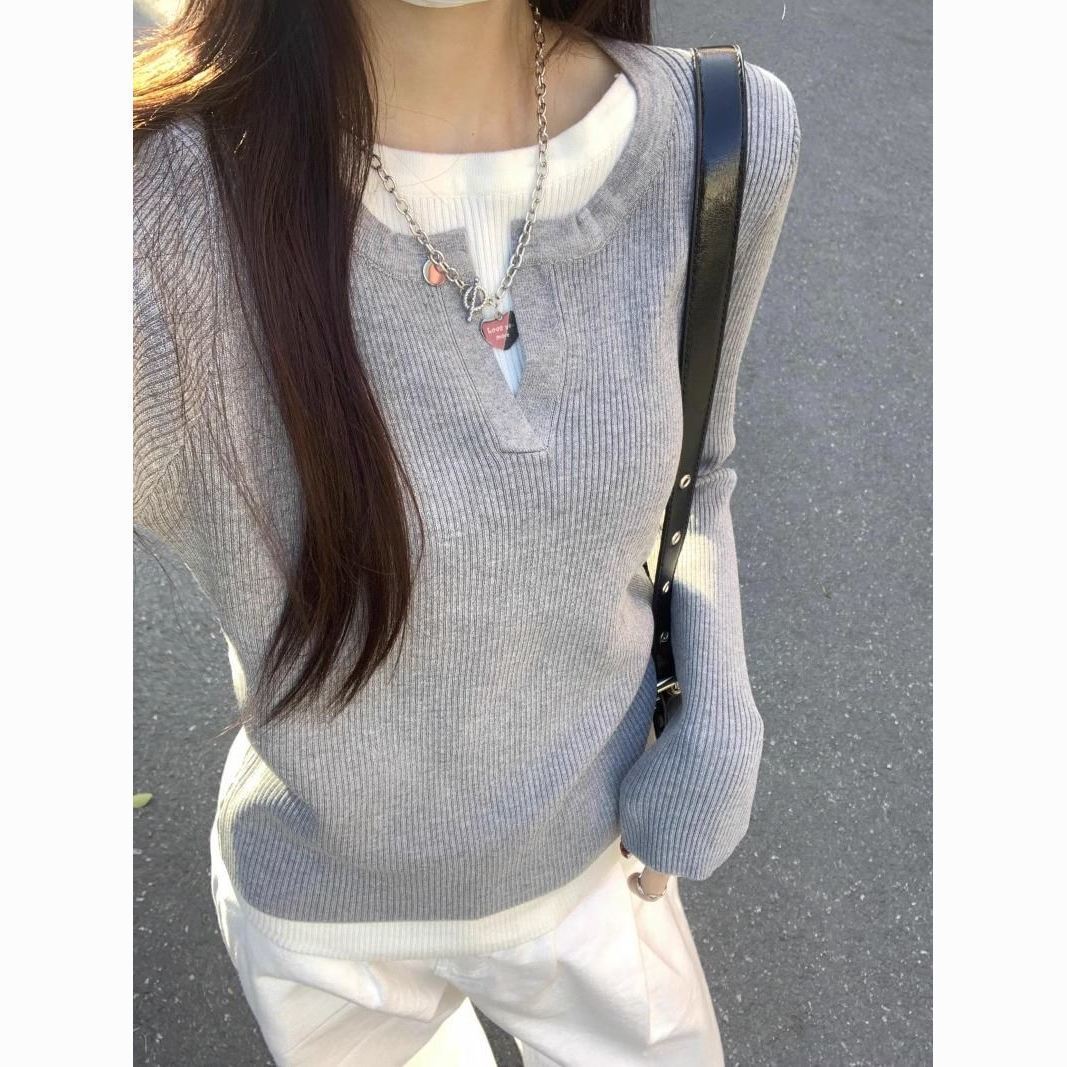 Damen Feinstrickpullover mit V-Ausschnitt und Rippstruktur Drune