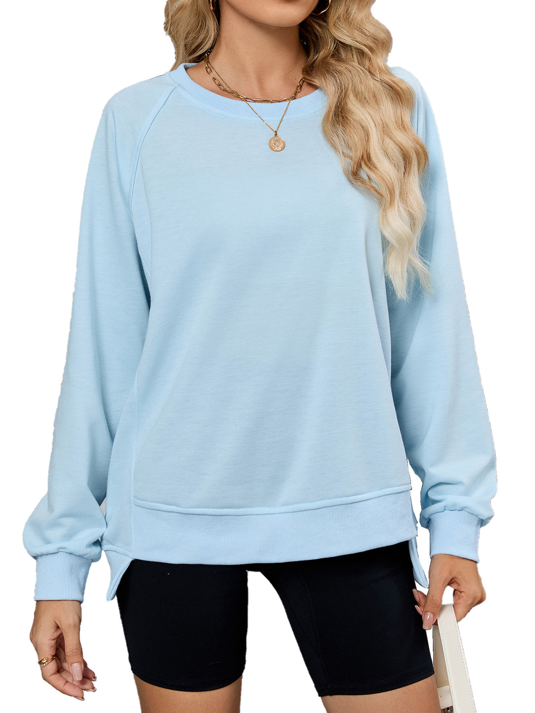 Damen lässiges Sweatshirt mit seitlichen Schlitzen und lässiger Passform Drune