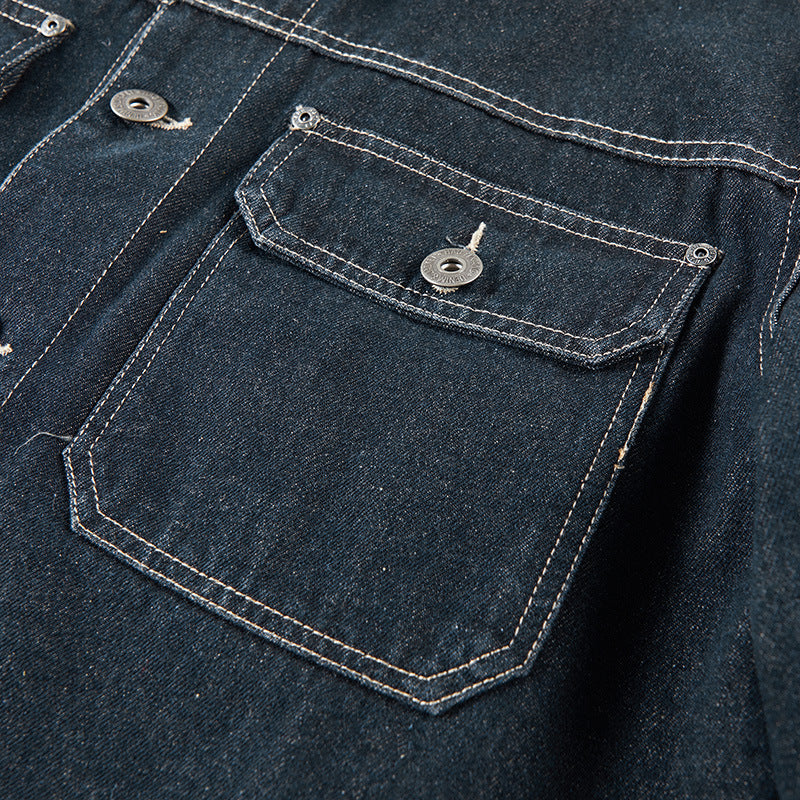 Herren Warme Denimjacke mit Kunstfellkragen Drune