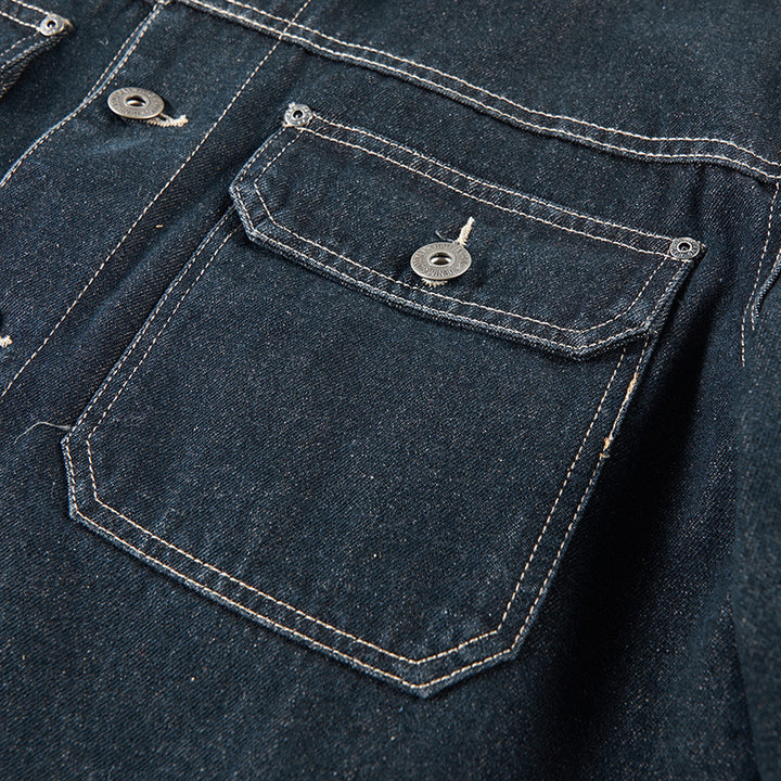 Herren Warme Denimjacke mit Kunstfellkragen Drune