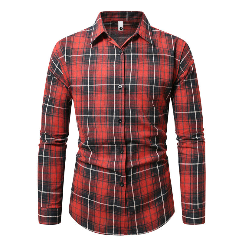 Herren kariertes Langarmhemd aus weichem Flanell Drune