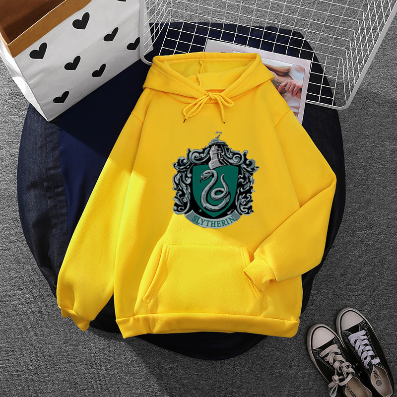 Damen nan gemütlicher Kapuzenpullover im Oversize-Cut mit heraldischem Schlangenwappen und weichem Fleece-Innenfutter Drune