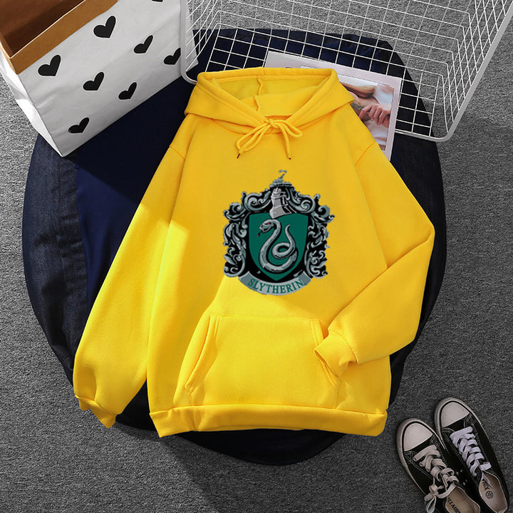 Damen nan gemütlicher Kapuzenpullover im Oversize-Cut mit heraldischem Schlangenwappen und weichem Fleece-Innenfutter Drune
