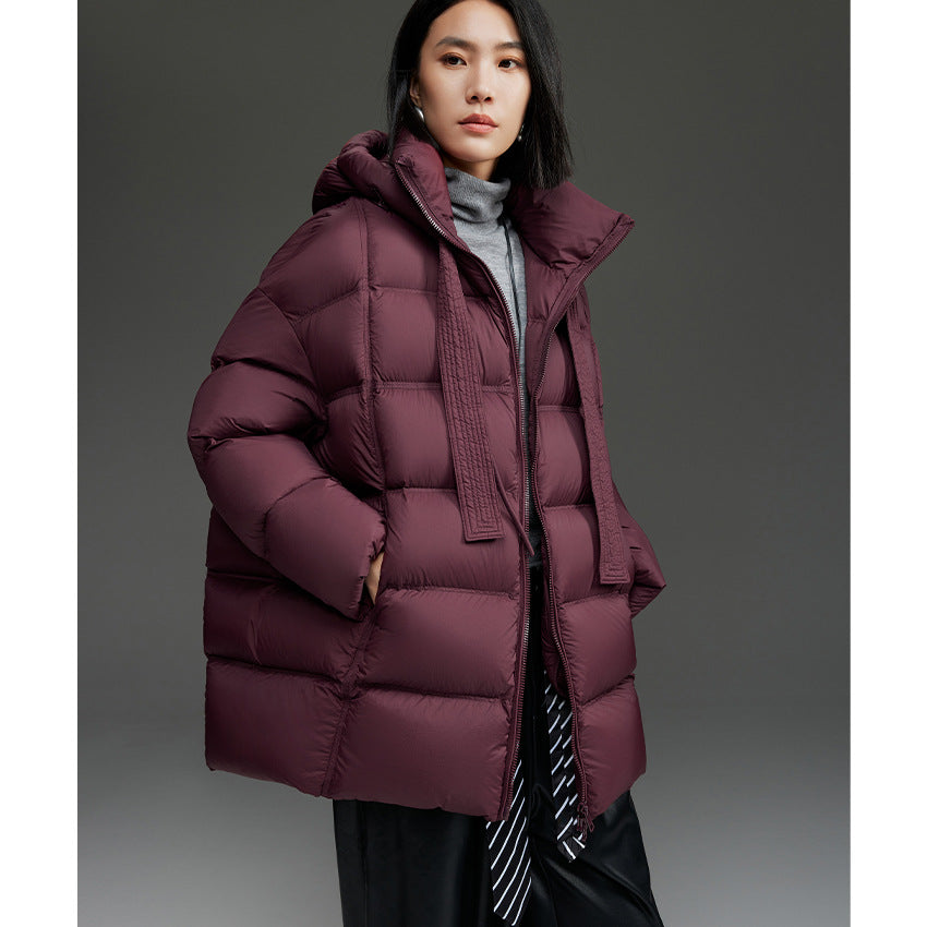 Damen Boxy-Steppjacke mit übergroßem Thermokragen und dekorativen Kordel-Details Drune