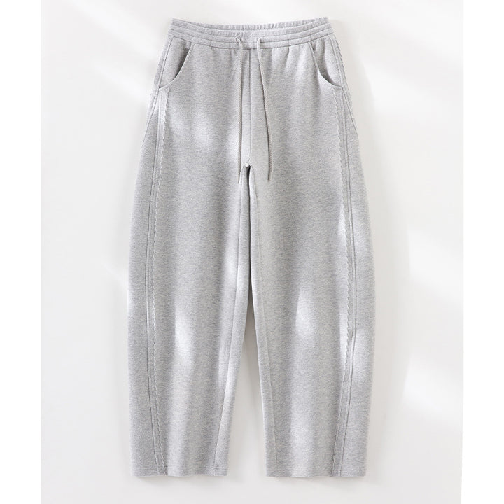 Damen Relaxed-Fleece-Hose mit hoher Taille, Tunnelzug und dekorativer Seitennaht Drune