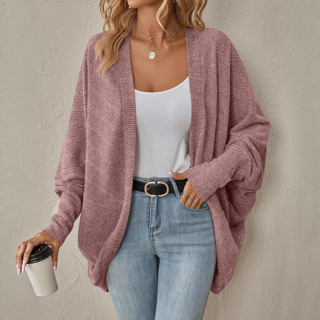 Damen lässige Strickjacke mit angeschnittenen Ärmeln und lockerer Passform Drune