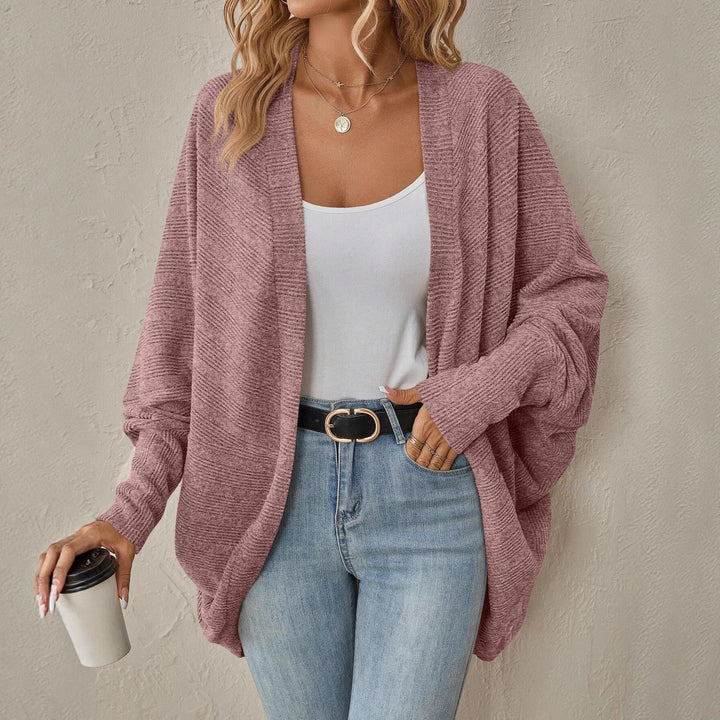 Damen lässige Strickjacke mit angeschnittenen Ärmeln und lockerer Passform Drune