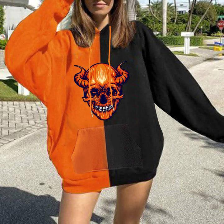 Damen nan Kapuzenpullover mit künstlerischem Aquarell‑Federmotiv, Oversize‑Schnitt und Kängurutasche Drune