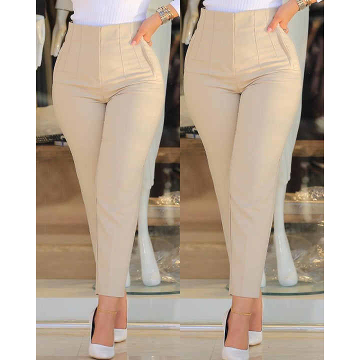 Damen Hochgeschnittener Schlank-Pant mit dekorativem Nähdetails Drune