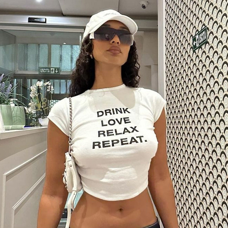 Damen cropped T-Shirt mit Motivdruck Drune