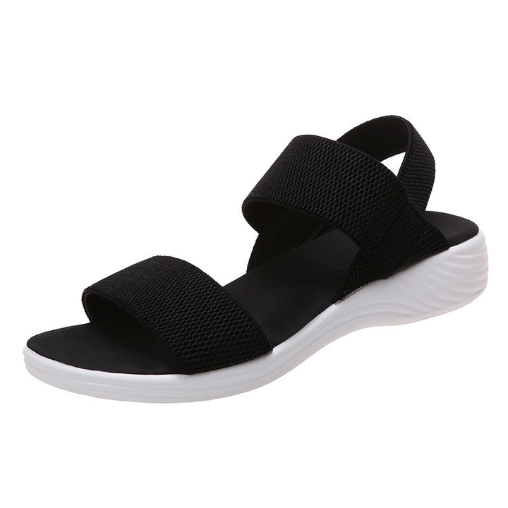 Damen Strick‑Sandalen mit elastischen Riemen und dämpfender Plateau‑Sohle Drune