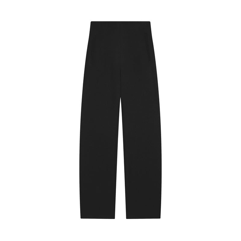 Damen Hochtaillierte weite Stoffhose mit geradem Bein und verdecktem Bund Drune