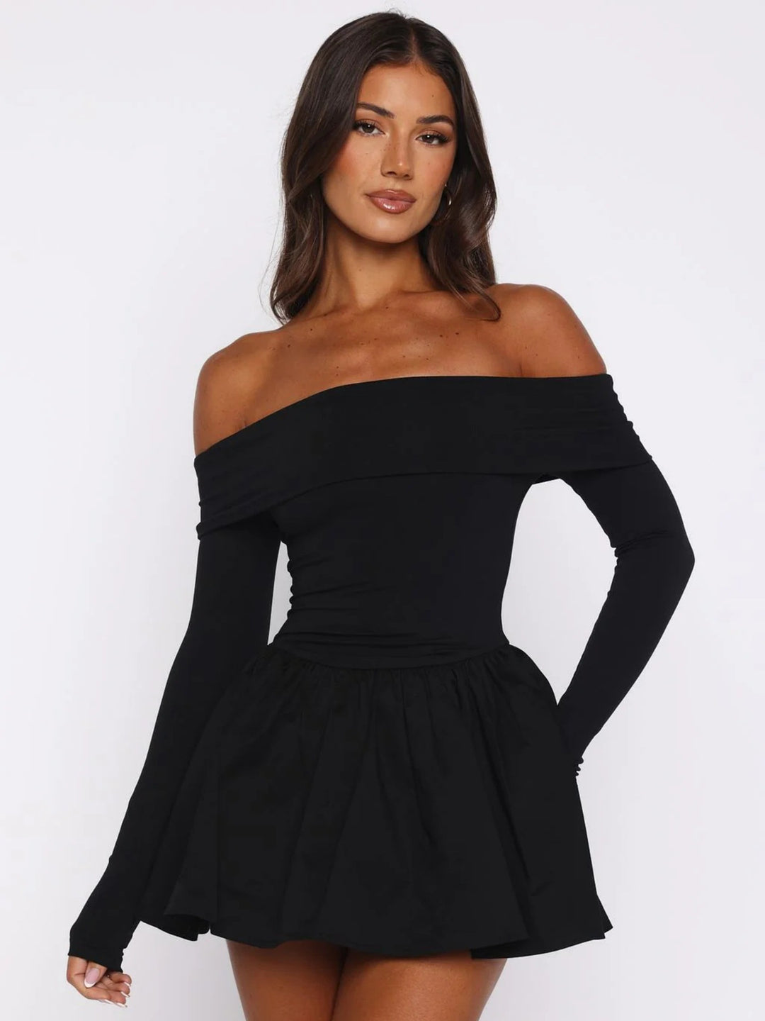 Damen Off-Shoulder Kleid Drune