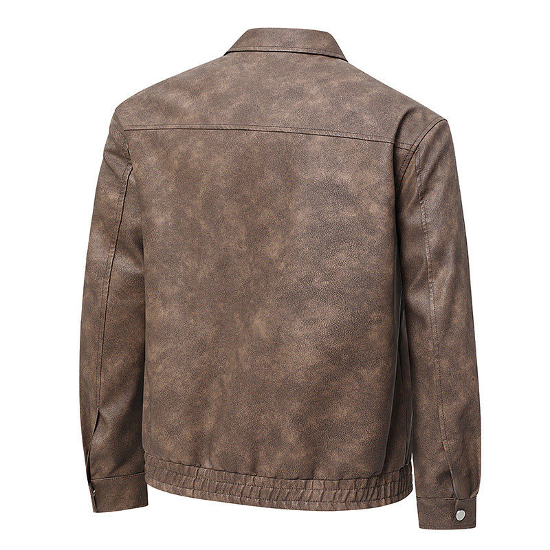 Herren  distressed Faux-Suede Zip-Front Kragenjacke mit elastischem Saum Drune