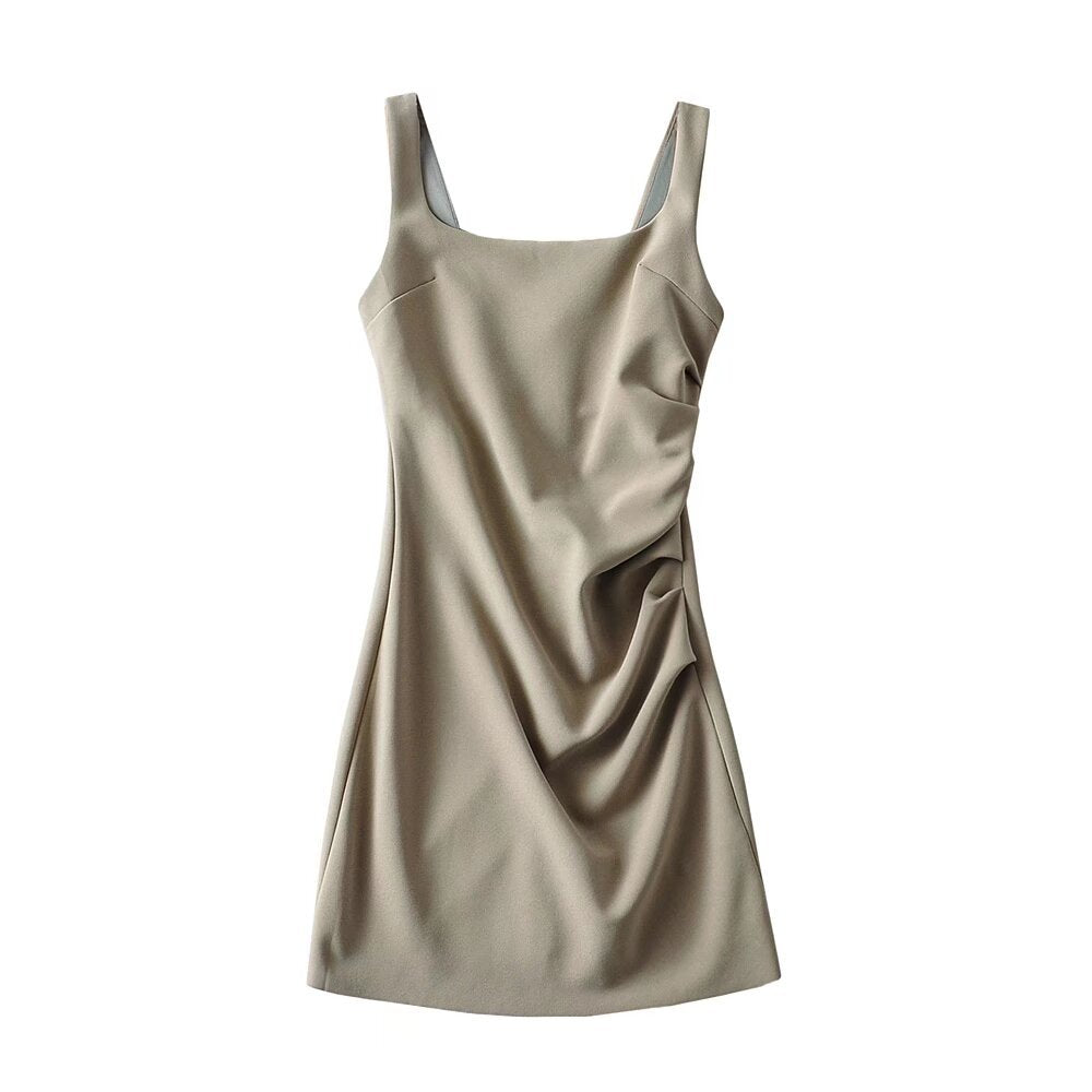 Damen modernes Sommerkleid mit Drapierung Drune