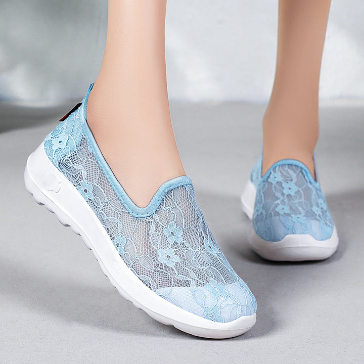 Damen Elegante und bequeme Slip-On Sneakers mit Spitzenoberfläche Drune