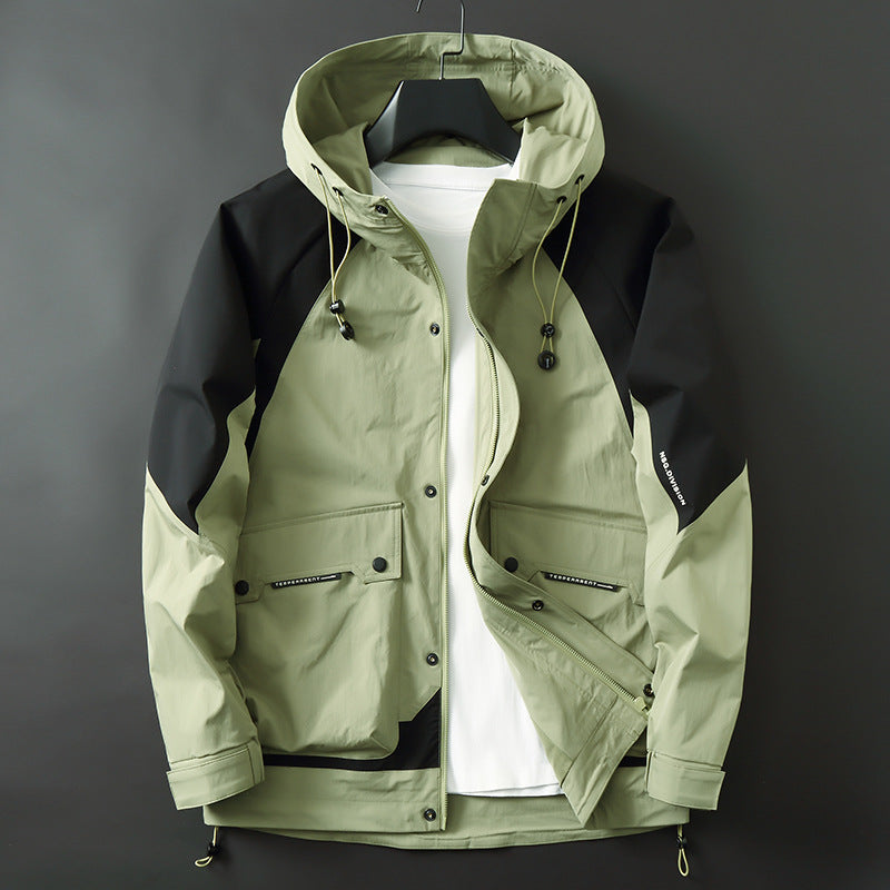 Herren Technische Parka-Jacke im Utility-Stil mit Kapuze, wind- und wasserabweisender Shell Drune