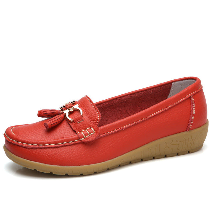 Damen Mokassins mit ornamentaler Schnalle und weicher Sohle Drune