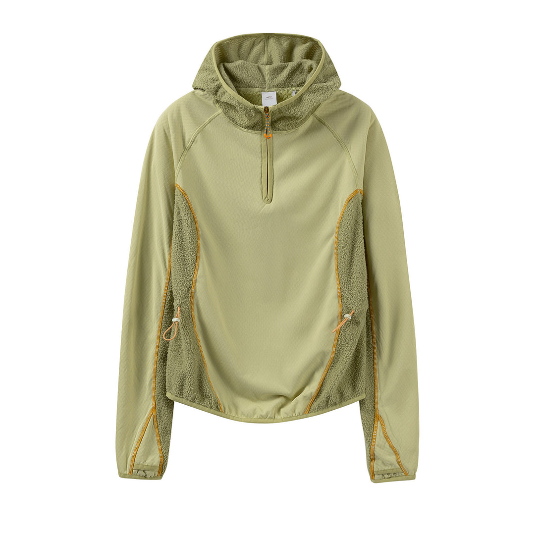Damen Leichter Kapuzen‑Halfzip mit Sherpa‑Einsätzen und verstellbarem Saum Drune