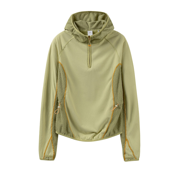 Damen Leichter Kapuzen‑Halfzip mit Sherpa‑Einsätzen und verstellbarem Saum Drune