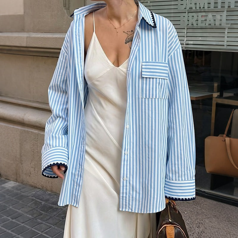 Damen Lässige Bluse mit Streifen Drune