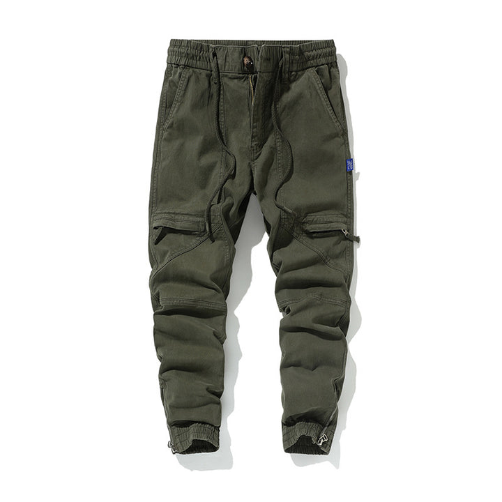 Herren Funktionale Cargo-Joggerhose mit Knieabnähern, Reißverschluss-Knöchel und Elastikbund Drune