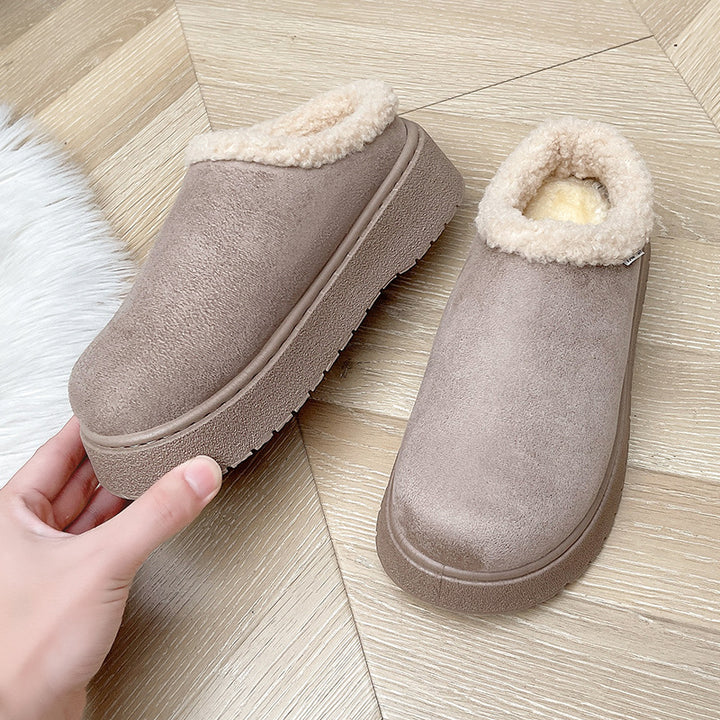 Damen Kuschelige Slipper‑Pantoffeln mit hohem Plateau und Teddyinnenfutter Drune