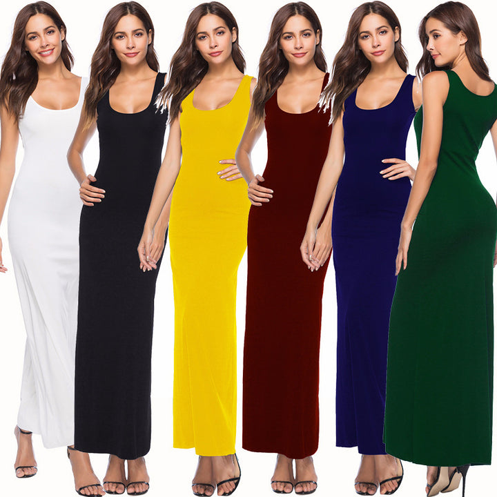 Damen Bodycon Maxikleid mit tiefem Ausschnitt und figurbetontem Schnitt Drune