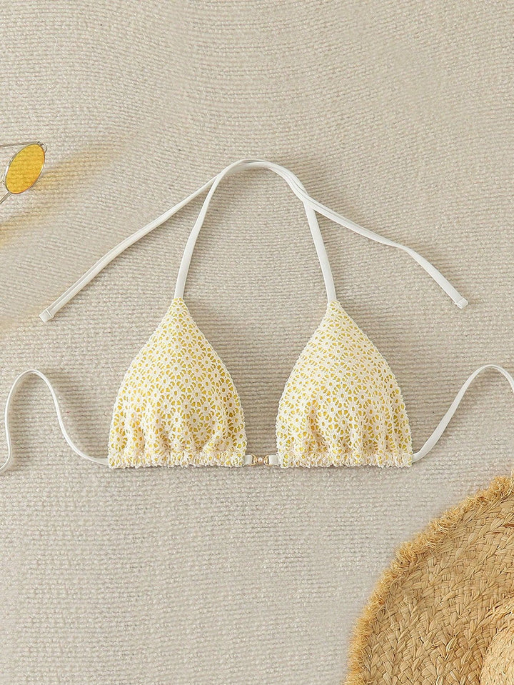 Damen Bikinihose mit seitlichen Bindebändern und floralem Muster Drune