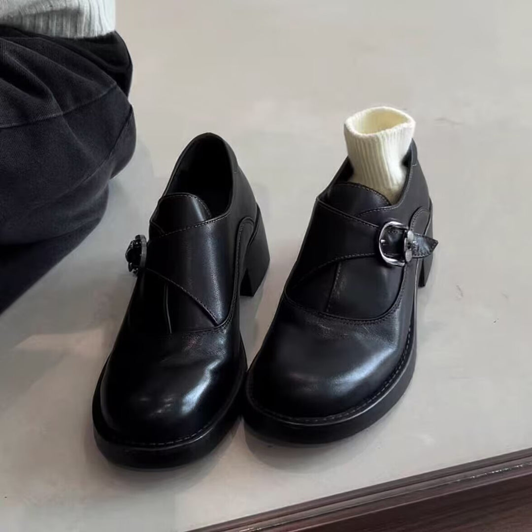 Damen Elegante Ballerinas mit dekorativer Schnalle Drune