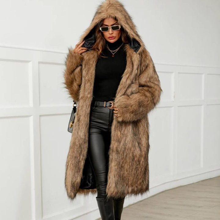 Drune | Kunstfellmantel mit Kapuze - Luxuriöse Winterwärme - Weiche Polyester-Mischung - Statement-Oberbekleidung