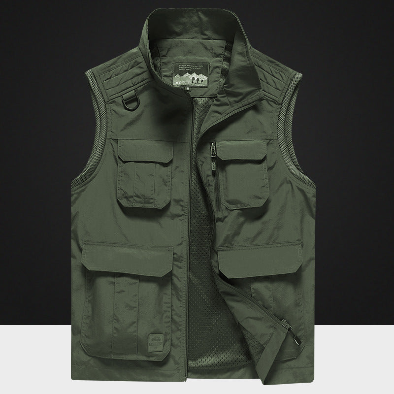 Herren Multifunktionale Outdoorweste mit atmungsaktivem Mesh‑Futter und Mehrfachtaschen Drune