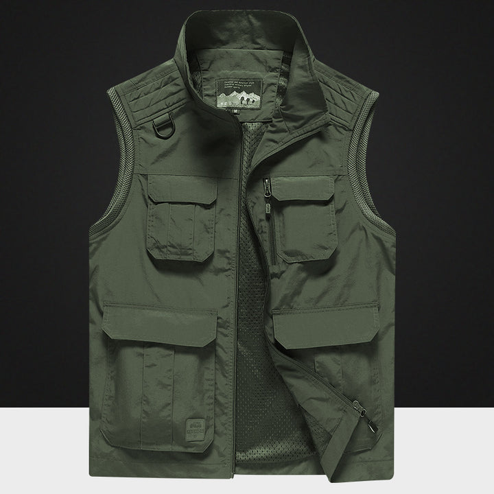 Herren Multifunktionale Outdoorweste mit atmungsaktivem Mesh‑Futter und Mehrfachtaschen Drune