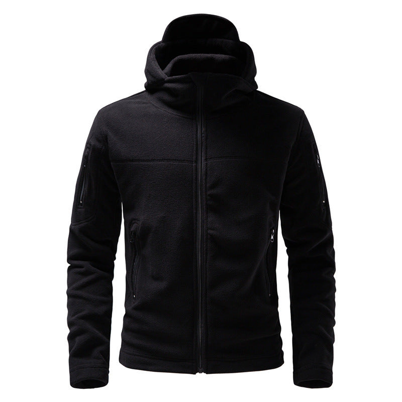 Herren Fleecejacke mit Kapuze und funktionalen Taschen Drune