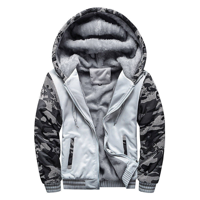 Herren Gepolsterte Kapuzenjacke mit Teddyfleece-Innenfutter, zweifarbigem Ärmeldesign und Reißverschluss Drune
