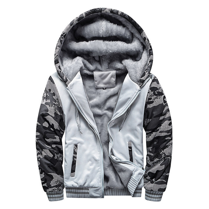 Herren Gepolsterte Kapuzenjacke mit Teddyfleece-Innenfutter, zweifarbigem Ärmeldesign und Reißverschluss Drune