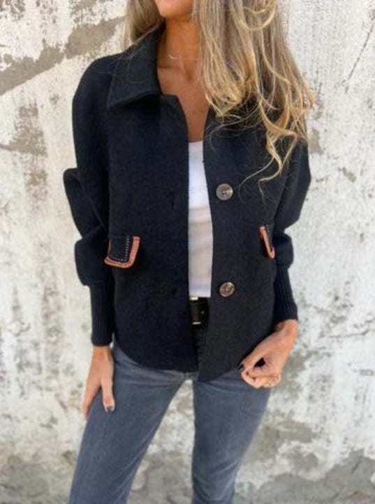 Damen gemütliche Cardigan-Jacke mit Knöpfen Drune