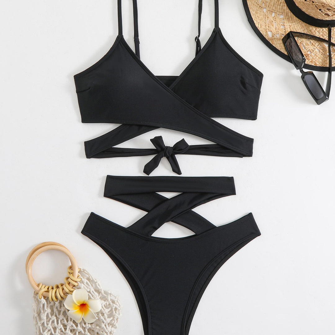 Damen Modischer Wickelbikini mit raffinierten Cut-Outs Drune