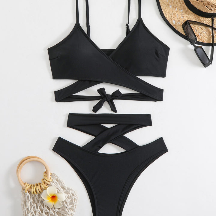 Damen Modischer Wickelbikini mit raffinierten Cut-Outs Drune
